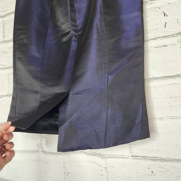 Nina Ricci Women's Black Purple Silk Wool Blend Back Zipper Pencil Skirt 38 XS 2 - Picture 9 of 12